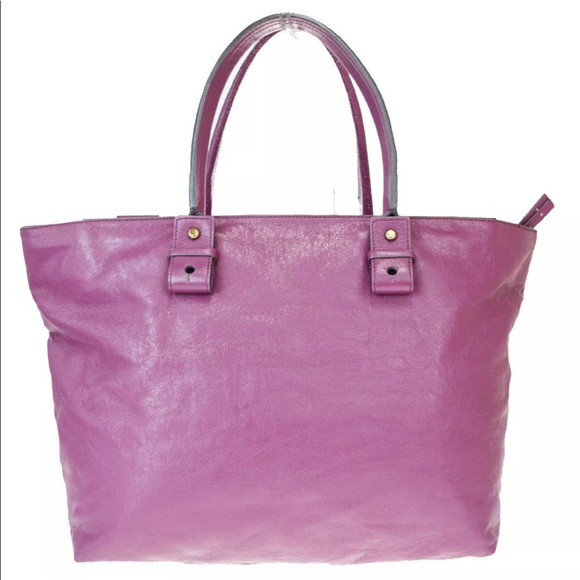 👜 CHLOE Leather Shoulder Bag Purple Tote Zipper - Picture 2 of 8